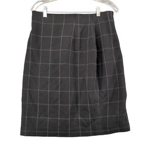 Franco Mirabelli Wool Skirt Womens Size 12 Black Checked Pattern
